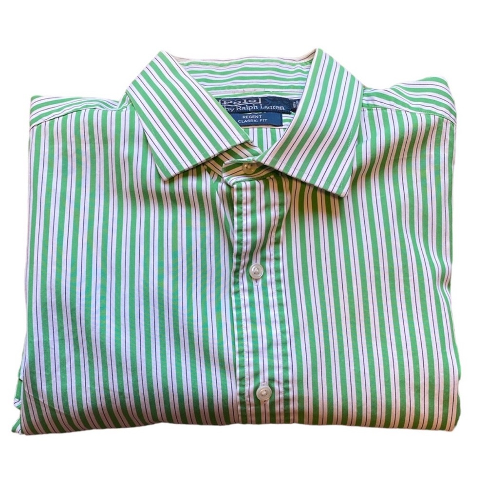 Ralph Lauren Striped Green and White Shirt